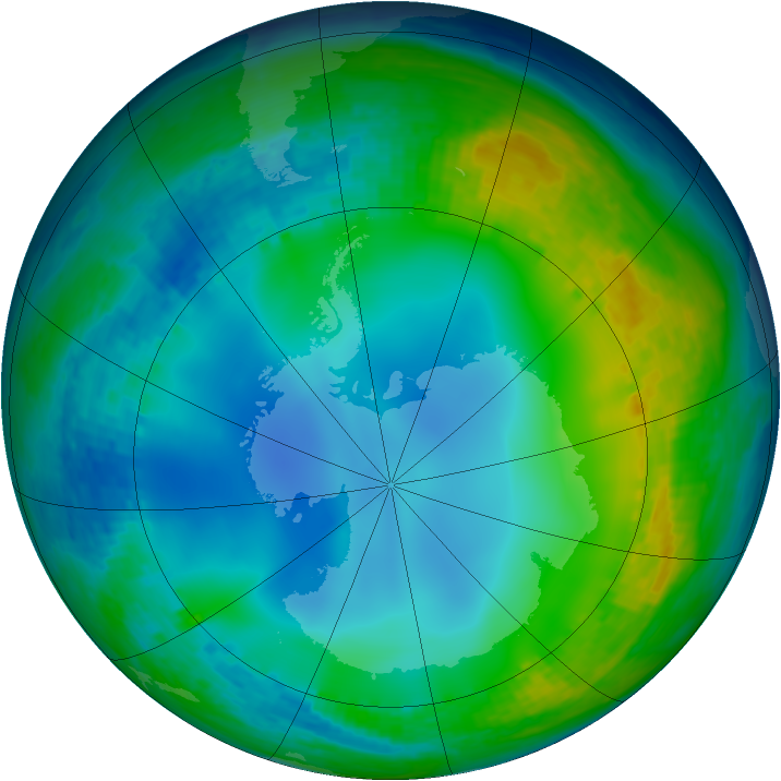 Antarctic ozone map for 15 June 2002